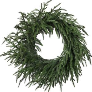Artgar 24 Inch Christmas Pine Wreath Christmas Wreaths for Front Door, Real Touch Artificial Green Pine Wreath for Home Indoor Outdoor Wall Window Porch Farmhouse Winter Decor