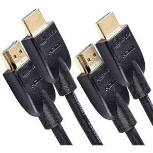 Amazon Basics HDMI 2.0 Cable, 2-Pack, 6ft, 4K@60Hz, High-Speed 18Gbps, 2160p, 48 bit, Compatible with TV/PS5/Xbox/Roku/Blu-ray, Ethernet, Black