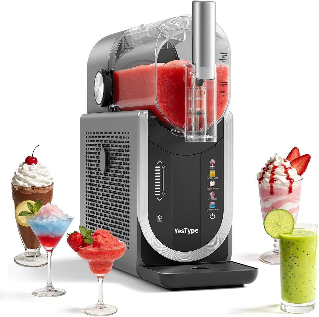 Slushie Machine, Frozen Drink Maker for Home & Party 90oz Gray | No Ice Needed, 5 Preset One-Touch Programs, Rapid Freezing, Auto-Clean, 7+ Servings, for Margaritas, Smoothies & Ice Cream