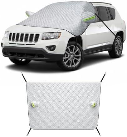 Yourkar Car Windshield Cover for Snow and Ice, Magnetic Windscreen Snow Covers with Side Mirror Cover, Universal Windproof Cover for Automotive Windshield, Car Accessories (Silver)