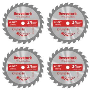 4 Pack 4 1/2 Circular Saw Blade 24T Carbide Tipped Teeth, Compact TCT Saw Blades for Cutting Various Wood, Plastic and Composite Materials, 3/8" Arbor, Fit Dewalt Craftsman Ryobi Milwaukee
