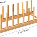 HBlife 4pcs Bamboo Dish Plate Bowl Cup Book Pot Lid Cutting Board Drying Rack Stand Drainer Storage Holder Organizer Kitchen Cabinet (Keep Dry)