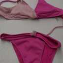 ZAFUL Women Bikini Sets Criss Cross Back Bathing Suit Knot Front Two Piece Swimwear Thong Cheeky Swimsuit Set (Small, Hot Pink & Pink)