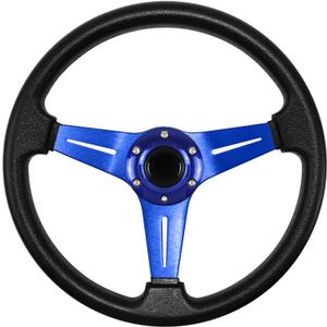 Universal Racing Steering Wheel, 13.6 Inch 6 Bolt Anti-Slip Leather and Aluminum Gaming Steering Wheel with Horn Button for Racing/Car Sim Driving/JDM Sports blue