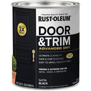 Rust-Oleum 369383 Advanced Dry Door & Trim Paint, Quart, Satin Black
