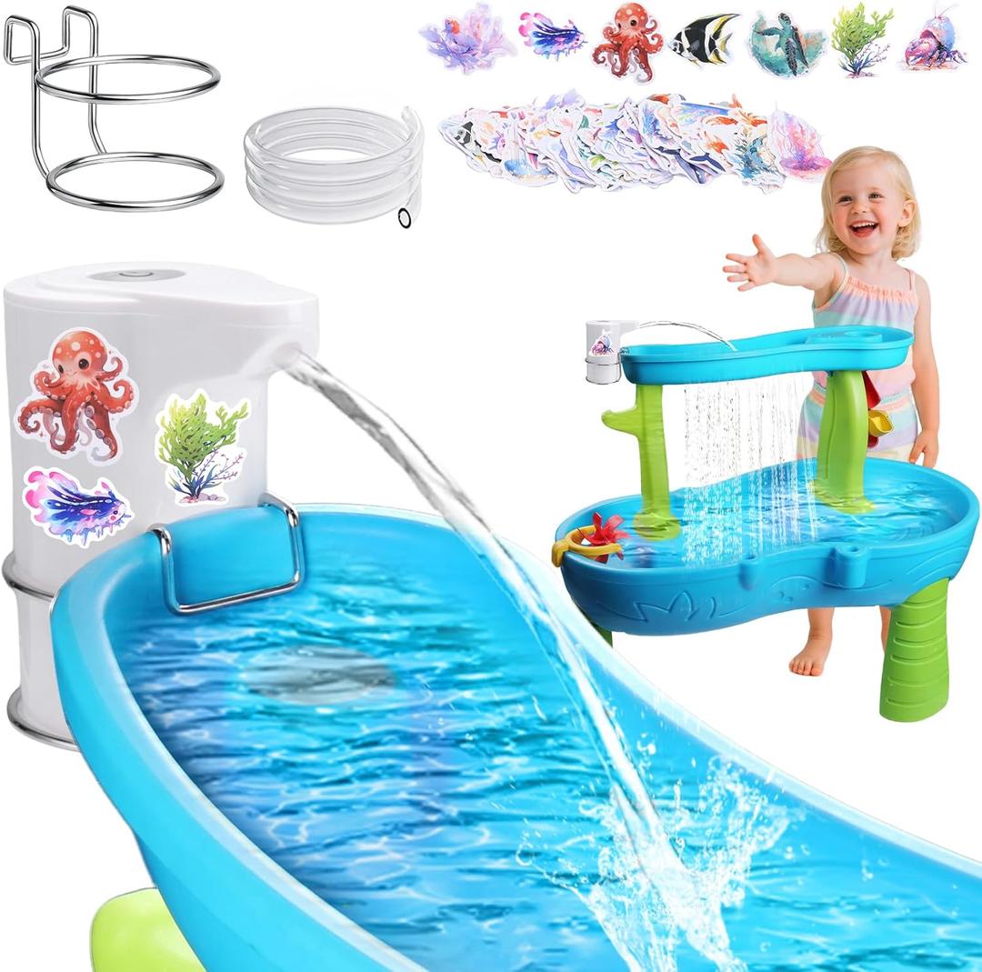 Water Table Pump Continuous Flow,Cordless Kids Battery Powered Water Outdoor Pump,No-Hole Installation Electric Rechargeable Water Tablepump,Watertable Accessories (1 PCS)