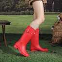 Rain Boots for Women Waterproof Garden Shoes Non-Slip Knee-high Mud boots Ladies Tall Rubber Boots Lightweight Outdoor Work Booties (8, Red)