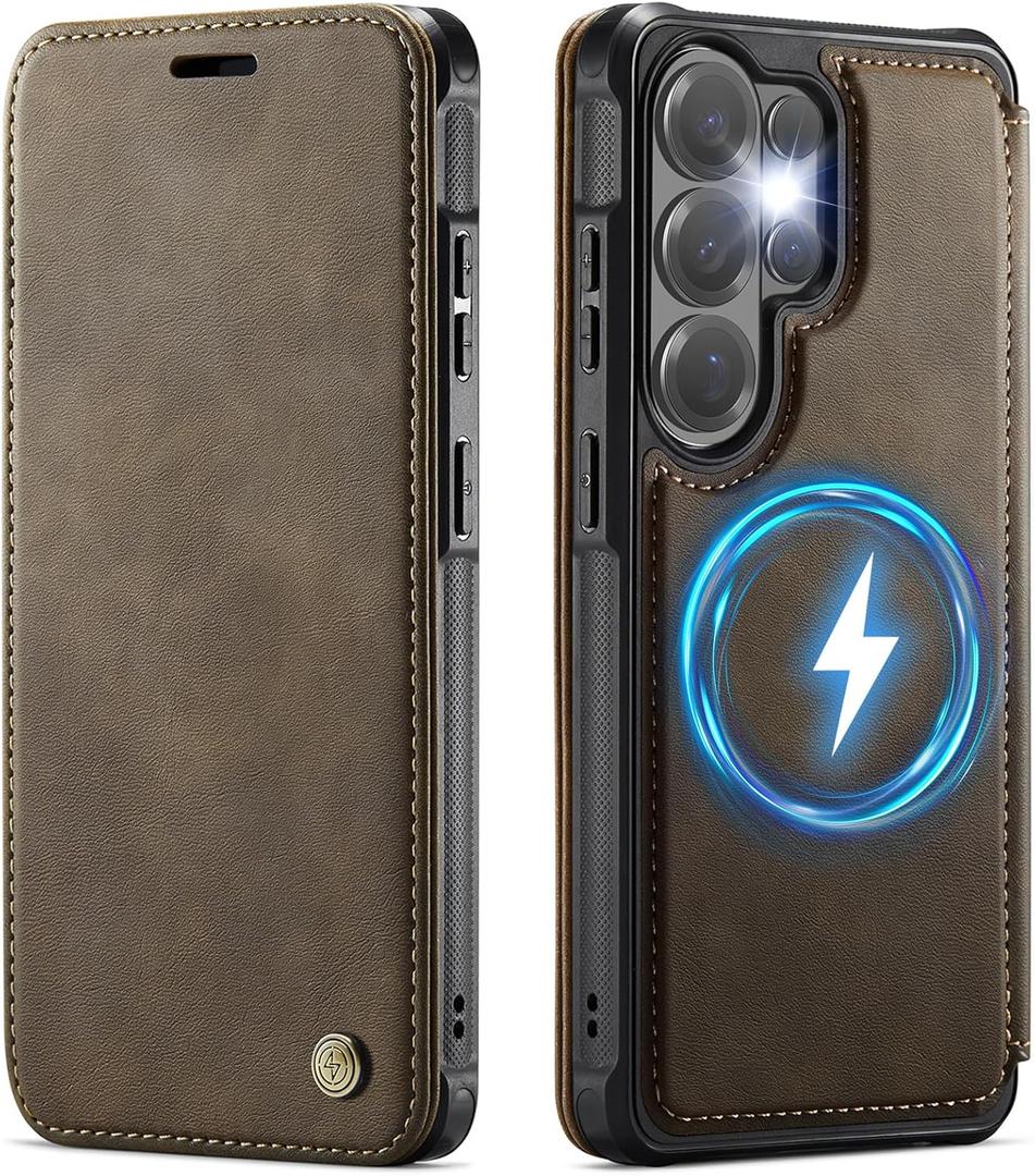 for Samsung Galaxy S26 Ultra Wallet Case Compatible with Magsafe, PU Leather Flip RFID Blocking Card Holder Shockproof Magnetic Women Men Wallet Phone Case Cover for Galaxy S26 Ultra, Brown