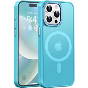 Newfuture Upgraded Magnetic for iPhone 15 Pro Max Case [Compatible with Magsafe] [Mil-Grade Protection], Pocket-Friendly, Slim Translucent Phone Case Cover for iPhone 15 Pro Max 6.7", Lake Blue
