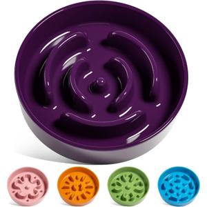 LE TAUCI Ceramic Slow Feeder Dog Bowls Small Breed, 0.6 Cups Dog Food Dish for Fast Eaters, Puzzle Bowl for Small Dogs and Cats,Purple
