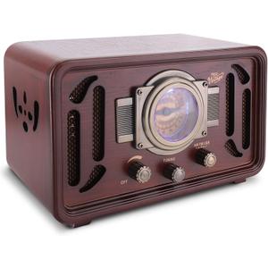 Pyle Retro Wireless Bluetooth Radio Speaker - Classic Vintage Style Audio Sound Receiver System w/Built-in Stereo Speakers, USB, SD Card Slot, AUX, RCA, MP3, AM/FM Tuner - Pyle PUNP34BT