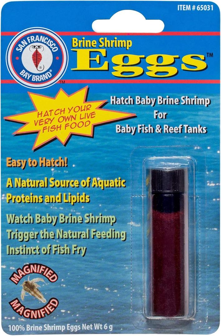 San Francisco Bay Brand Brine Shrimp Eggs Vial 0.2-Ounces (6 Grams) | Excellent Food Source Baby Aquarium Fish, Freshwater, Reef & Saltwater Marine Tank Hatchery Fry