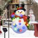 Lighted Christmas Garden Flag for Outside, 8 Modes Led Snowman Yard Flags 12x18 Double Sided, Winter Outdoor Decorations for Home Porch Patio (Snowman-12x18)