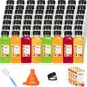 Hsei 200 Sets 12oz Plastic Juice Bottles with Caps Bulk Reusable Empty Clear Beverage Container With Lids, Labels, Funnel and Brush for Drinking Smoothie Drink Juicing Tea Milk Water