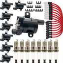 8PSC UF262 Round Ignition Coils Pack & Double Iridium Spark Plugs & Spark Plug Wires for Chevy Avalanche Express Tahoe Silverado Suburban 1500 HD GMC Savana Sierra Yukon HUMMER H2 V8 4.8L 5.3L 6L D585