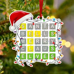 Wordle Ornaments for Christmas Tree 2025, Wordle Gifts for Women, Men, Wooden 2D Wordle Board Game Christmas Ornament, Funny Christmas Tree Decoration, Christmas Keepsake