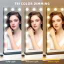 Vanity Mirror with Lights,Makeup Mirror with 17 Dimmable LED Bulbs, 3 Color Lighting Modes Detachable 10X Magnification Mirror Touch Control, 23.6X19,7 inch, Black