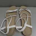 GORGLITTER Women's Strappy Flat Sandals Dressy Open Toe Ankle Strap Summer Beach Thong Slides Vacation Shoes (White, L)