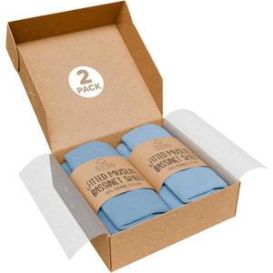 Bassinet Sheet for Bassinet Mattress - 100% Organic Muslin Cotton - Snuggly Soft & Cozy Sheets Fitted for Maxi COSI Iora, Angelbliss, Baby Joy, & Kids Club Bedside Sleeper - 2 Pack