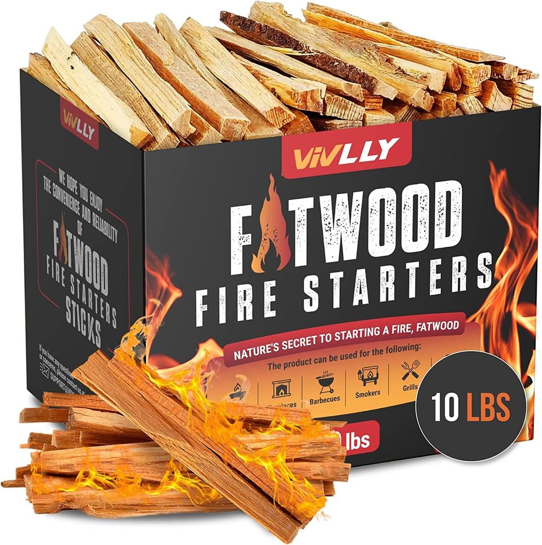Fatwood Fire Starter Sticks 10 lb  100% Natural, Resin-Rich Kindling for Fireplace, Wood Stove, Fire Pit & Campfire  Quick-Ignite Pine Wood Starter Logs  Clean Burn, Indoor/Outdoor  Easy Lighting
