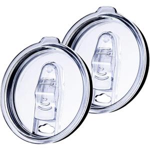 2 Pack 30 oz Tumbler Replacement Lids Plastic Splash Covers tops for 30 oz coffee cup lids Clear Cup Covers for Inner diameter 3.62 to 3.66 Inch Mouth Tumbler Cooler