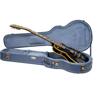 Crossrock Relief Series Les Paul Guitar Case for Single-Cut Electric Guitars | Carved Smoke Blue Finish, Monochrome Blue Velvet Interior, Lock  Premium Wooden Hardshell