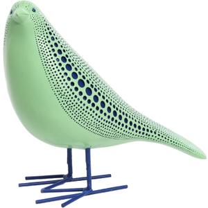 Quoowiit Bird Figurine, Modern Sculpture and Statues for Home Decor, Animal Statues for Bookshelf, Table, Entryway, Fireplace, Resin Decorative Sculpture with Chic Polka Dots Art Design (Green)
