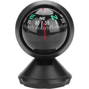 Black Adjustable Ball Night Vision Compass Boat Compass Dash Mount, Adjustable Dash Car Compass for Car Marine Boat Ship