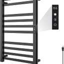 LANMEL Towel Warmers for Bathroom, Wall Mounted Heated Towel Dryer Rack | 33.9" 10 Bars Black – IPX6, Touch Display, 24hr Timer & Temp Control. Perfect for Home Use: Bathrobes, Blankets, PJ's & More.