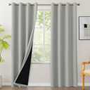 BONZER 100% Blackout Curtains for Bedroom - Light Blocking Room Darkening Window Drapes with Black Backing, Privacy Protection Single Layer Curtain for Living Room, 54 x 95 Inch, Silver Grey, 2 Panels