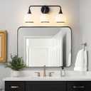 Black Bathroom Light Fixtures 3-Lights Vanity Lights with Milky White Frosted Glass Shade Bathroom Vanity Light 22.4 inch Wall Sconce Lighting Bath(Exclude E26 Bulb), 3 Light with Milky White Globe