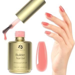 UNA GELLA Builder Gel for Nails, 5 in 1 Pink Builder Gel in a Bottle for Gel Nail Polish, Nail Thickening, Nail Strengthener Nail Extension Hard Gel U V/LED Lamp Cured Pack 2