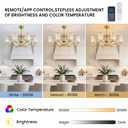 MOOONICHE 36" Large Crystal Fandelier Dimmable 6-Light Vintage Flush Mounted Chandelier Ceiling Fan Gold Ceiling Fans with Lights and Remote for Dining Living Room Kitchen