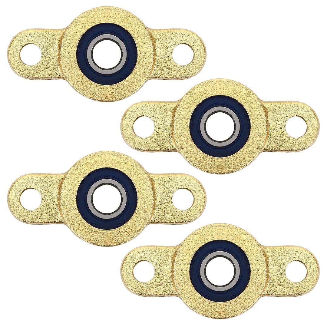 4 Pack Pillow Block Bearing for 6mm Diameter Shaft, 1/4 in Bore, 2-Bolt Flange, Self Aligning Cast Iron Housing, Set Screw Locking Style Flange Pillow Block Bearing