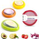 Winb Set of 4 Reusable Fruit and Veggie Savers - Ideal for Avocados, Tomatoes, Apples, Garlic, Onions, and More (Red & Yellow & Orange & Green)