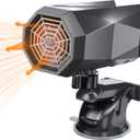 Shangyoyi 12V Car Heater, 150W Max 360 Degree Rotatable With Suction Holder, 2 In1 Fast Car Heater Plug In Automobile Cigarette Lighter, Portable Windshield Defogger And Defroster For Cars, Black