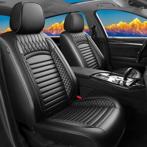 Fit Maverick Car Seat Covers for Ford Maverick 2022-2024 2025 2026-Upgraded Premium Waterproof & Breathable Leather, Airbag Compatible, All-Weather Seat Cushion Protector (Full Set, Black)