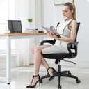 BestOffice | Ergonomic Office Chair | Mid-Back Swivel Desk Chair | Breathable Backrest & Lumbar Support | Adjustable Height | Sponge Seat | Rolling Wheels | Black | for Adults & Women | Pack of 2