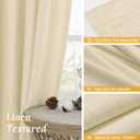 LAMIT Beige Linen Curtains for Small Windows, 45 Inches Long 2 Panels Light Filtering Panels Rod Pocket Neutral Privacy Window Drapes for Living Room/Bedroom, 42 x 45 Inch