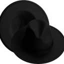 KUJUHA Fedora Hats for Mens/Womens Felt FedoraHats Two Tone Wide Brim Fedora Hats Rancher Hat