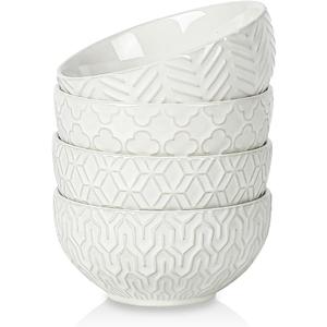 Sureasy Ceramic Ice Cream Bowls Set of 4-12 oz White Small Dessert Bowls for Kitchen, Perfect for Rice, Fruit and Sauce, Microwave & Dishwasher Safe (4.6 inch)