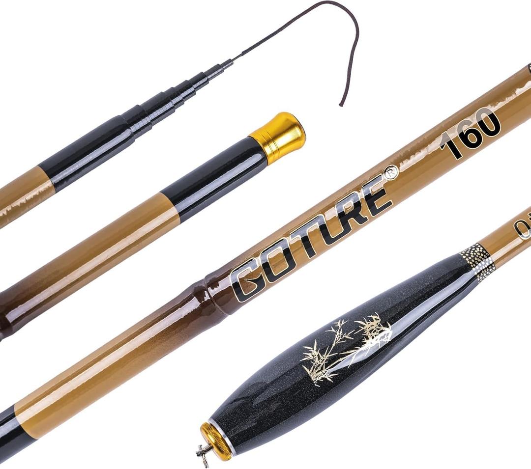 Goture Compact Telescopic Mini Pocket Fishing Rods, Bamboo Ultra Lightweight High Strength, River Dike Fishing Rods Fit for Beginners, 11FT Yellow