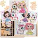 4-in-1 Princess Jigsaw Puzzles for Kids, Wood Puzzles for Kids Ages 3-5 48 Piece Wooden Puzzles for Toddlers 3-5, Wooden Puzzles for Toddlers, Essential Skills Gift for Girls Princesses