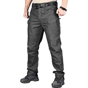 HYCOPROT Men's Hiking Pants Ripstop Water Repellent Lightweight Casual Cargo Pants Quick Dry Army 10 Pockets Work Trousers (38 Regular, Black)