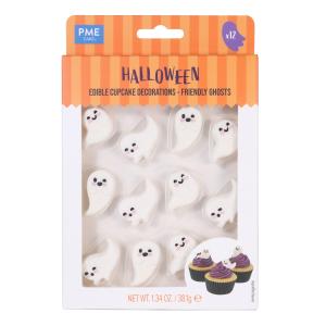 Halloween Edible Sugar Decorations - Friendly Ghosts (Set of 12), Pack of 2, Best By: 26/FEB/2026