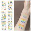 10 Sheets Rainbow Temporary Tattoos Birthday Themed Party Supplies Decoration Favors Cartoon Cute Sticker for Kids Boys Home Activity Class Prizes Carnival Christmas Rewards (black)