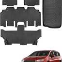 for Chrysler Pacifica 2017-2024 2025 7/8 Passenger (No Hybrid) Floor Mats Cargo Liner Trunk Carpet All Weather TPE Mat for Voyager 2020-2025, for Pacifica/Voyager 2018 2019 2021 2022 2023 Accessories