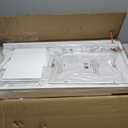 Lufeiya White Computer Desk with Drawers - 47 Inch PC Desk for Small Space Bedroom Home Office, Modern Simple Study Writing Table Desks with Storage Shelf, White