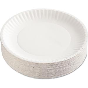 AJM Packaging PP9GRAWH Paper Plates, 9-Inch Diameter, White, 100/Pack, 12 Packs/Carton