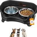 Neater Feeder Express Mess Proof Dog Bowls Elevated for Small Breeds Under 15 Lb, Made in USA, No Spill Raised Dog Food Bowl Stand, Stainless Steel Food and Water Bowl Set, Feeding Station, Black